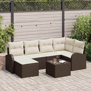 Havesofa Sæt 7 pcs Brun polyrattan