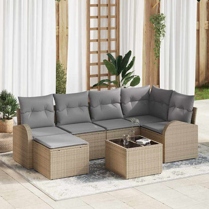 Havesofa Sæt 7 stk. Beige polyrattan