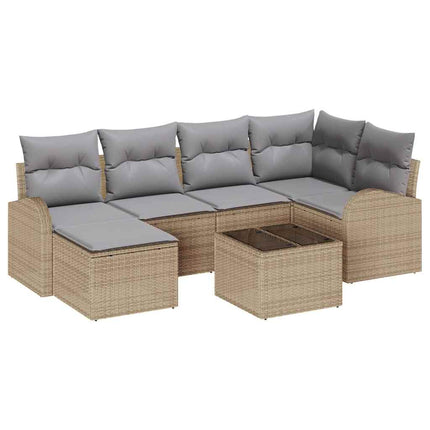 Havesofa Sæt 7 stk. Beige polyrattan