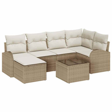 Havesofa Sæt 7 pcs Beige polyrattan