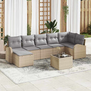 Havesofa Sæt med pude 8 pcs Beige Poly rattan