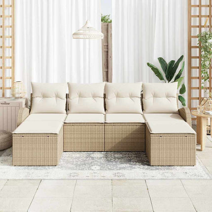 Havesofa Sæt 6 stk. Beige [Syntetisk]: Poly Rattan