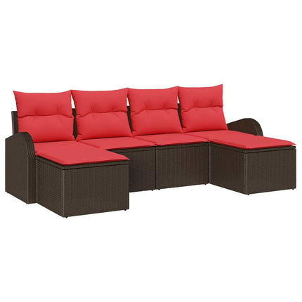 Havesofa Sæt 6 stk. Brun [Syntetisk]: Poly Rattan
