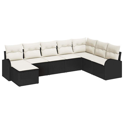 Havesofa Sæt 8 stk. Sort [Syntetisk]: Poly Rattan
