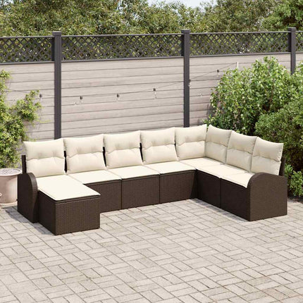 Havesofa Sæt med pude 8 pcs Brun Poly rattan