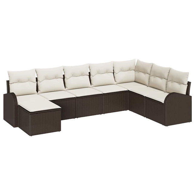 Havesofa Sæt med pude 8 pcs Brun Poly rattan