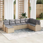 Havesofa Sæt med pude 8 pcs Beige Poly rattan
