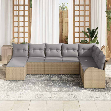 Havesofa Sæt 8 stk. Beige [Syntetisk]: Poly Rattan