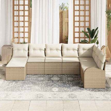Havesofa Sæt 8 stk. Beige [Syntetisk]: Poly Rattan