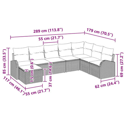 Havesofa Sæt 8 stk. Beige [Syntetisk]: Poly Rattan