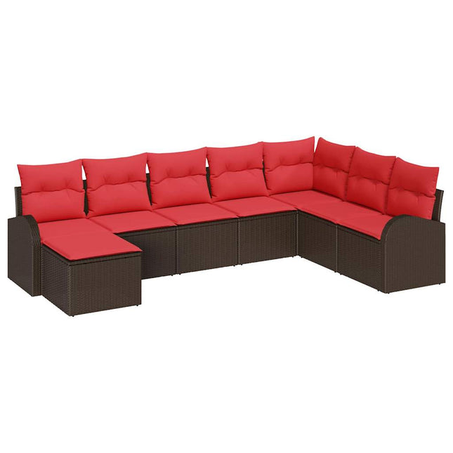 Havesofa Sæt 8 pcs Brun Poly rattan