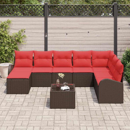 Havesofa Sæt 9 stk. Brun [Syntetisk]: Poly Rattan