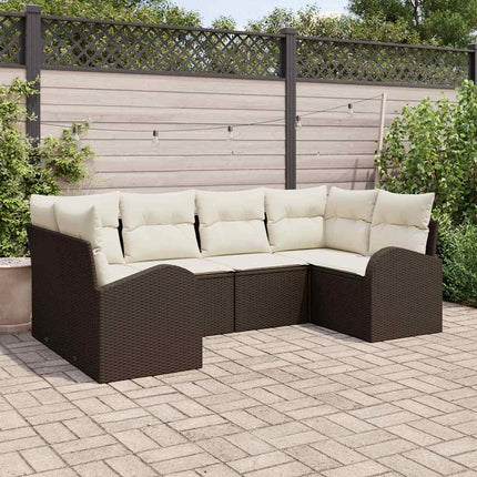 Havesofa Sæt 6 stk. Brun [Syntetisk]: Poly Rattan