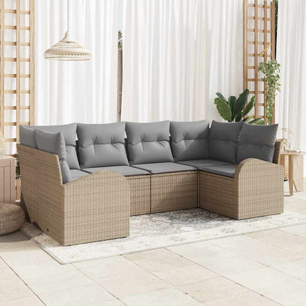 Havesofa Sæt 6 stk. Beige [Syntetisk]: Poly Rattan