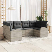 Havesofa Sæt med pude 6 pcs Lysegrå Poly Rattan