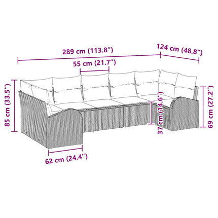 Havesofa Sæt 7 stk. Sort [Syntetisk]: Poly Rattan