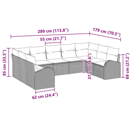 Sofa Sæt med pude Brun Poly Rattan