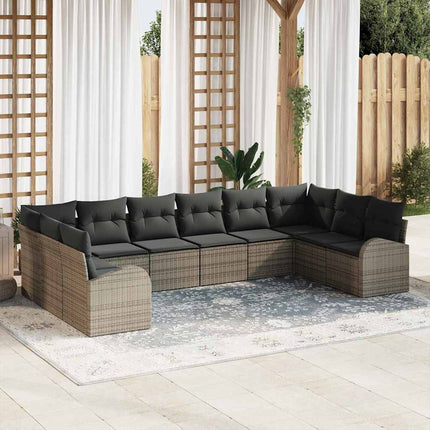 Sofa Sæt 10 stk. Grå [Syntetisk]: Polyrattan