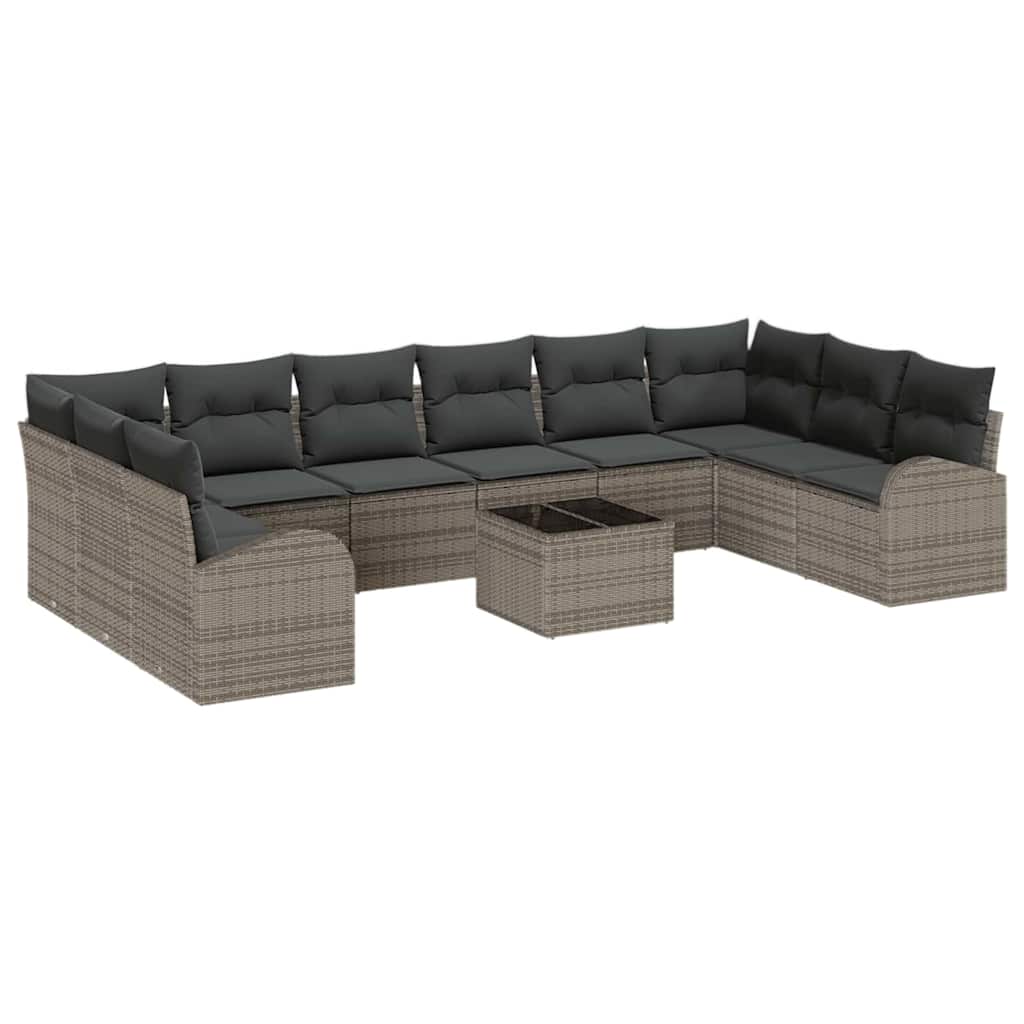 Sofa Sæt med pude 11 pcs Grå Polyrattan