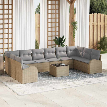 Sofa Sæt med pude 11 pcs Beige Polyrattan