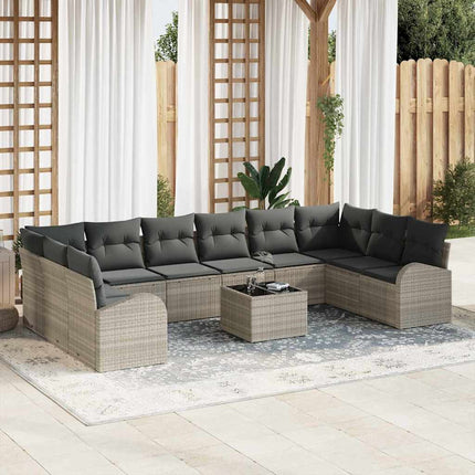 Sofa Sæt med pude 11 pcs Lysegrå Polyrattan