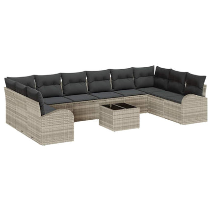 Sofa Sæt med pude 11 pcs Lysegrå Polyrattan
