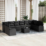 Sofa Sæt med pude 11 pcs Sort Polyrattan