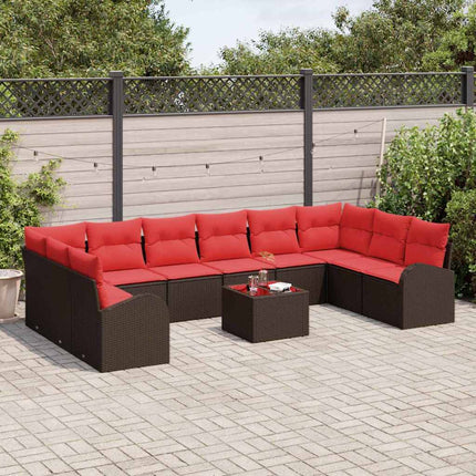 Sofa Sæt med pude 11 pcs Brun polyrattan