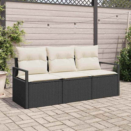 Sofa Sæt 3 pcs Sort polyrattan