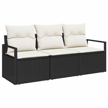Sofa Sæt 3 pcs Sort polyrattan