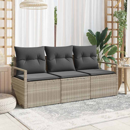 Sofa Sæt 3 pcs Lysegrå polyrattan