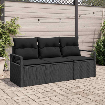 Sofa Sæt 3 pcs Sort polyrattan