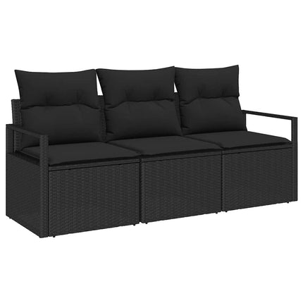 Sofa Sæt 3 pcs Sort polyrattan