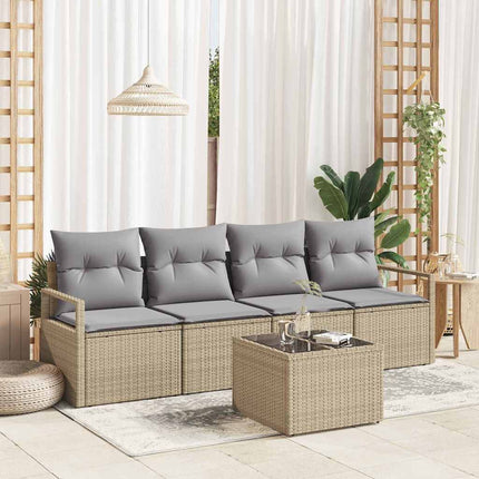 Sofa Sæt 5 pcs Beige og grå polyrattan