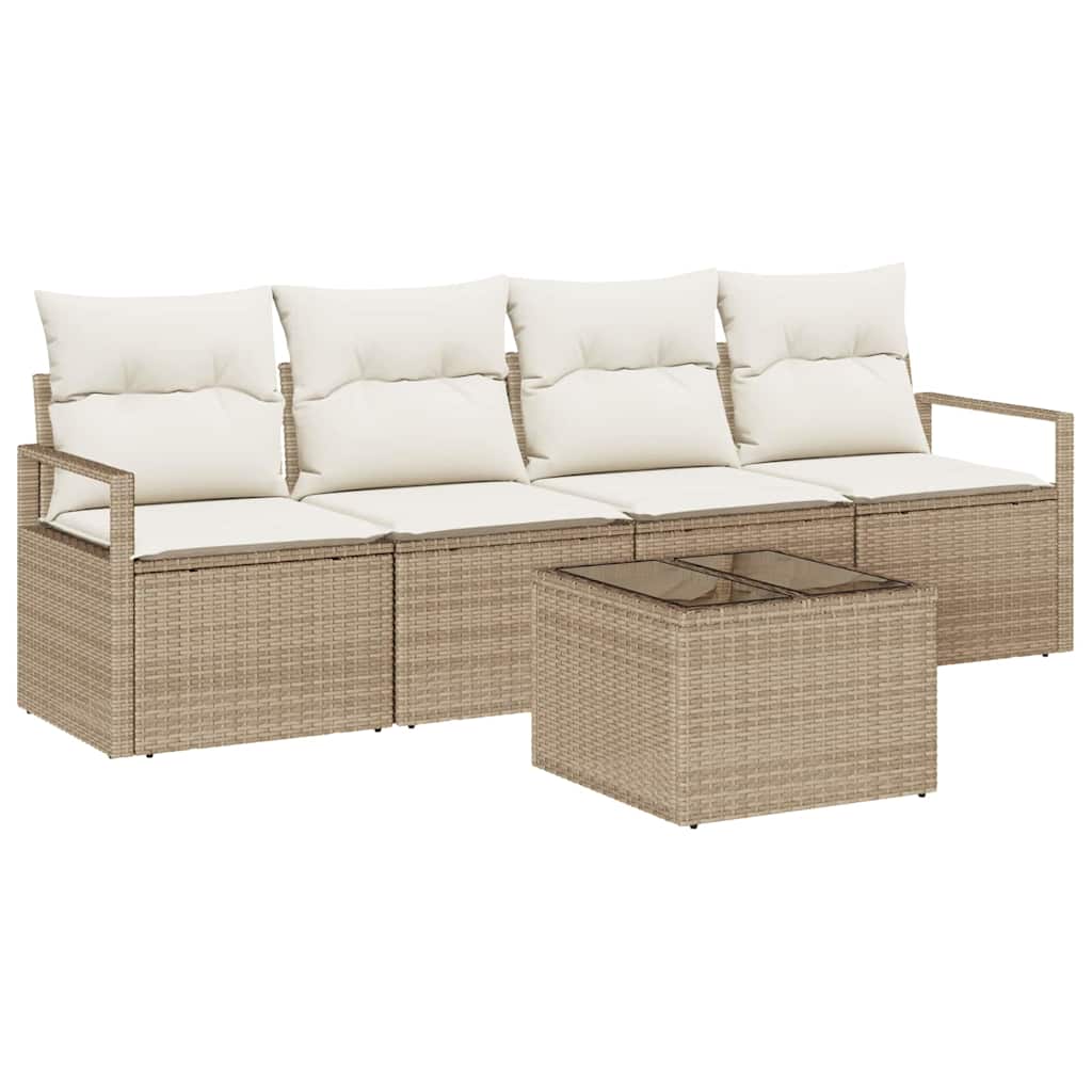 Sofa Sæt 5 pcs Beige og creme polyrattan