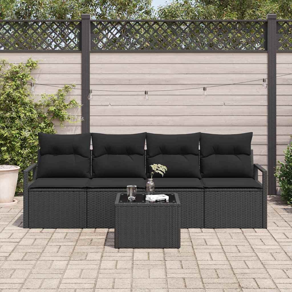 Sofa Sæt 5 pcs Sort polyrattan