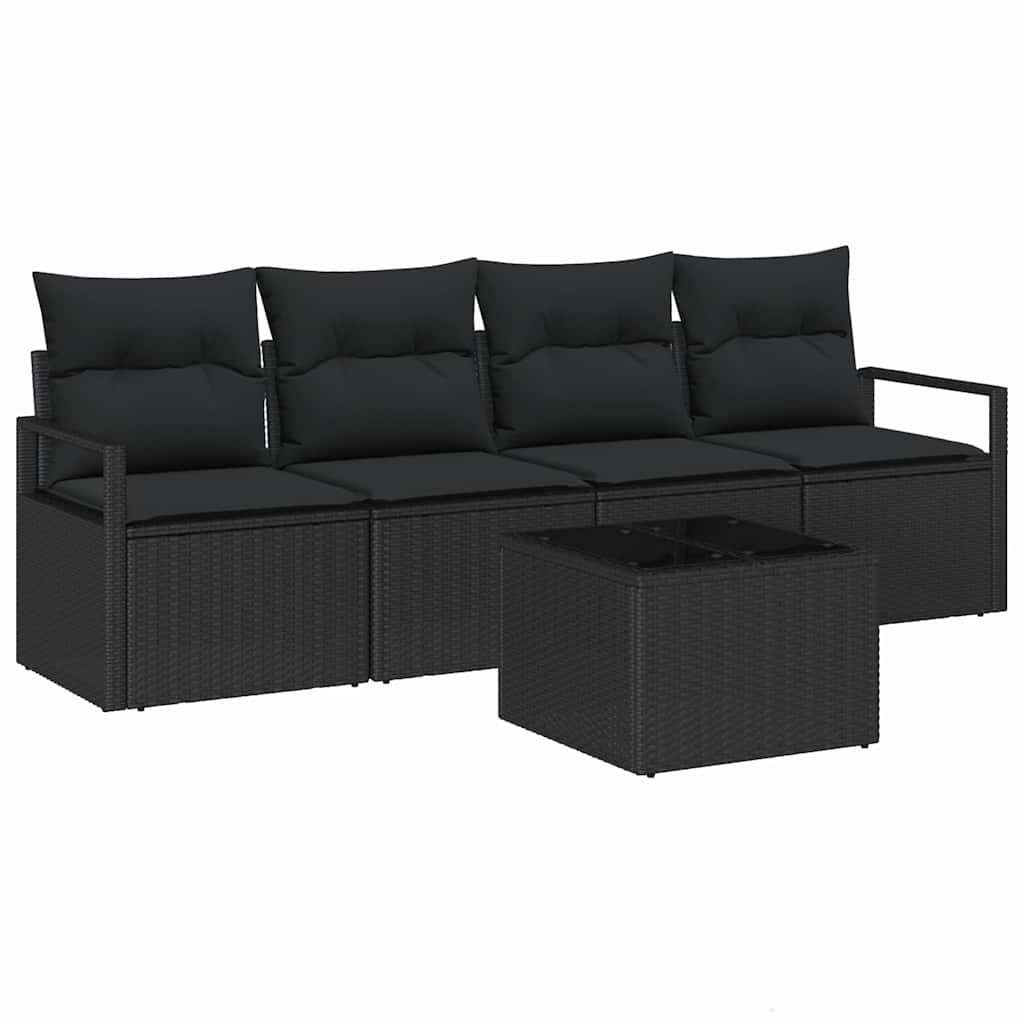 Sofa Sæt 5 pcs Sort polyrattan