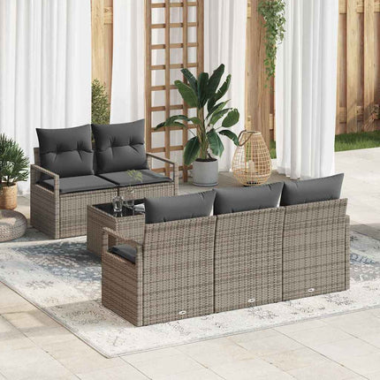 Sofa Sæt med pude 6 pcs Grå polyrattan