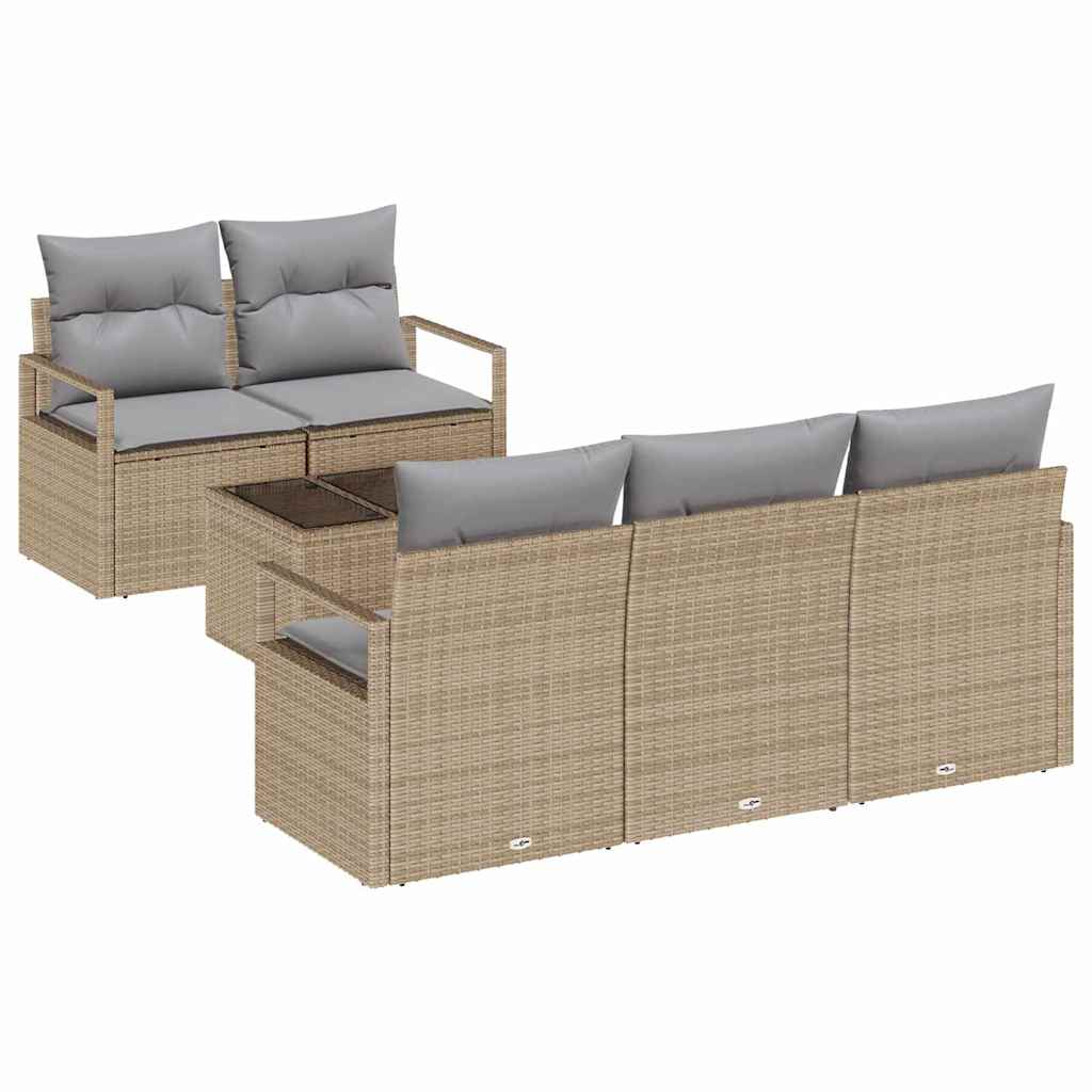 Sofa Sæt 6 pcs Beige og grå polyrattan