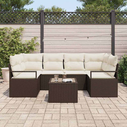 Sofa Sæt med pude 7 pcs Brun og Creme polyrattan