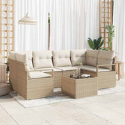 Sofa Sæt 7 pcs Beige og creme polyrattan