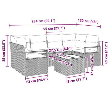 Sofa Sæt 7 pcs Sort polyrattan
