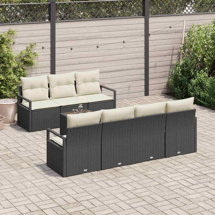 Sofa Sæt 8 stk. 7-Antal sæder Sort og Cream polyrattan
