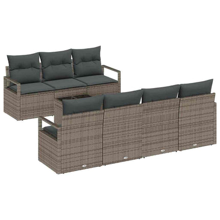 Sofa Sæt med pude 8 pcs Grå polyrattan