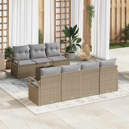 Sofa Sæt med pude 8 pcs Beige og grå polyrattan
