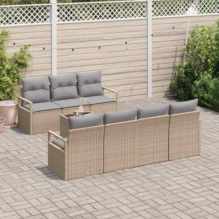 Sofa Sæt med pude 8 pcs Beige og grå polyrattan