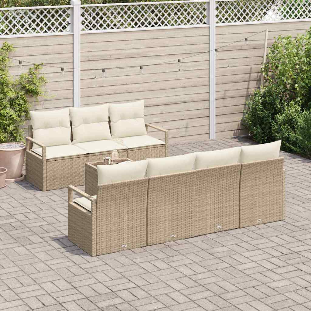 Sofa Sæt 8 pcs Beige og creme polyrattan