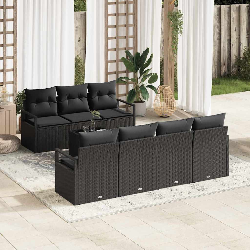 Sofa Sæt 8 pcs Sort polyrattan