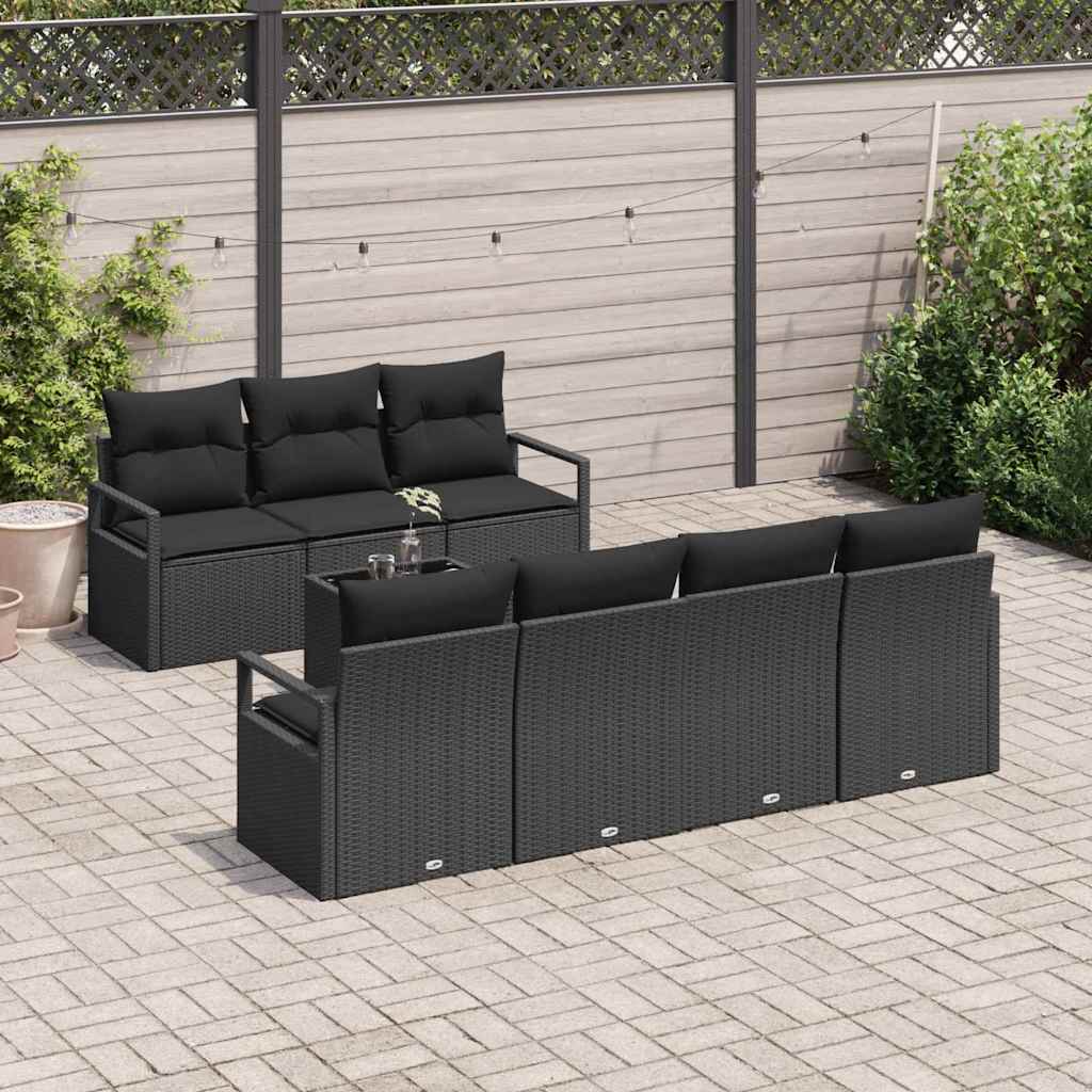 Sofa Sæt 8 pcs Sort polyrattan
