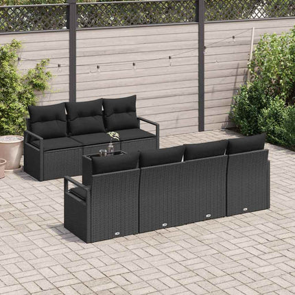 Sofa Sæt 8 stk. 7-Antal sæder Sort polyrattan